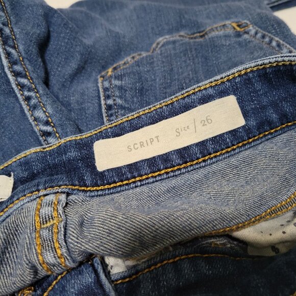 Pilcro and the Letterpress Script Jeans Womens Size 26 Low Rise Dark Wash Denim - Picture 6 of 7